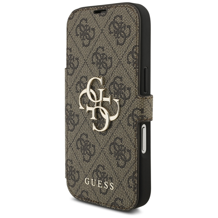 Etui Guess Book 4G Metal Logo do iPhone  17 Pro brązowy