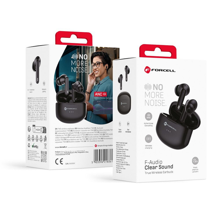 Słuchawki bezprzewodowe douszne Forcell F-Audio TWS Clear Sound czarne