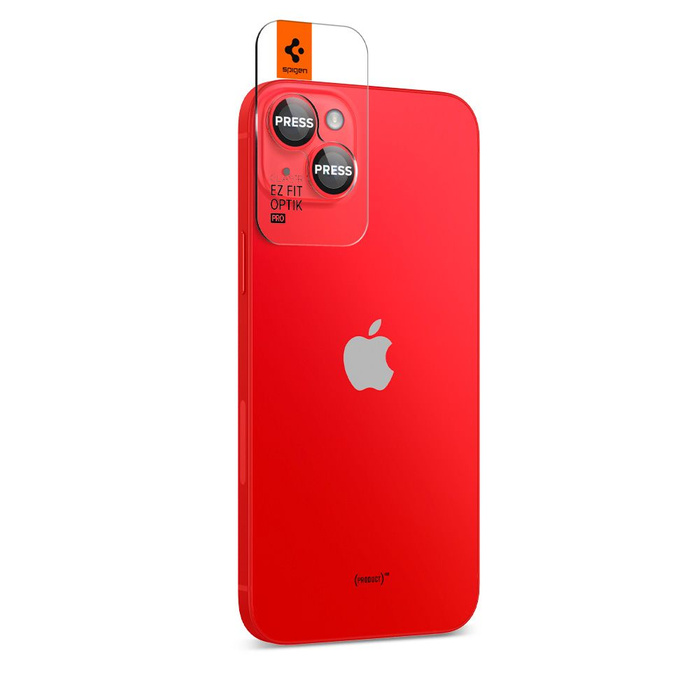 PROTECTOR DE CÁMARA Spigen OPTIK.TR "EZ FIT" PROTECTOR DE CÁMARA 2-PACK IPhone 14 / 14 PLUS ROJO