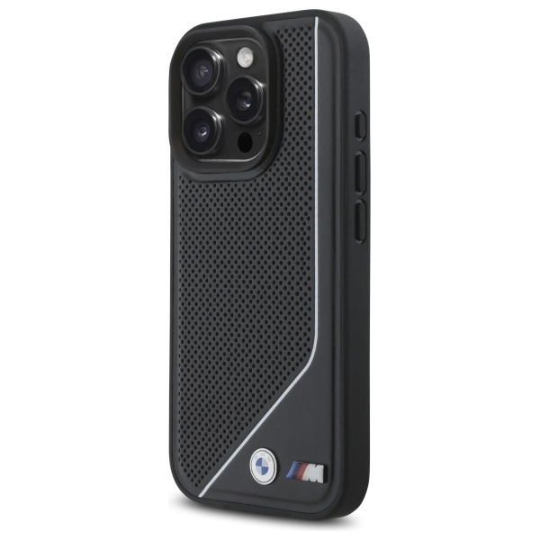Hülle BMW iPhone 16 Pro 6.3" schwarz/schwarz hartcase M Perforated Twisted Line MagSafe