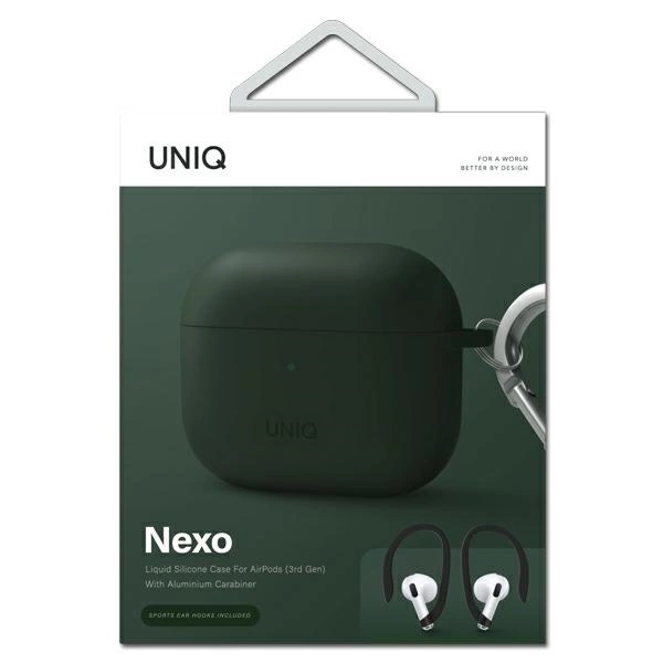 Uniq Nexo AirPods 3 gen + crochets d&#39;oreille Silicone vert / vert