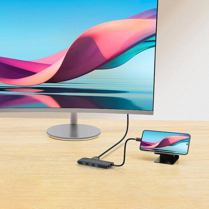 Baseus Dokovací stanice Lite Series s 5 porty Type-C HUB (Type-C na HDMI+USB3.0*3+PD) černá