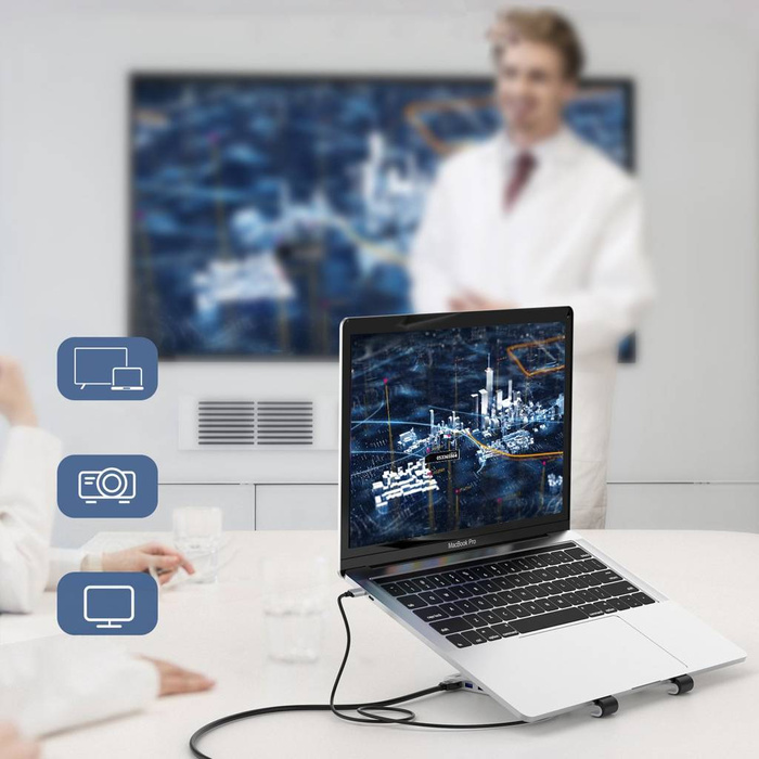 Choetech HUB-M43 7in1 HUB stand Type-C to HDMI(4K/30Hz）/USB-A*2/Type-C Data/SD/TF with PD Charging black