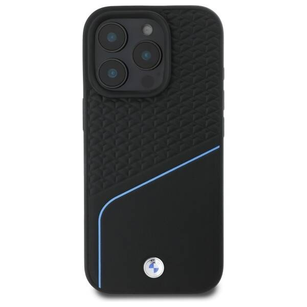 Case BMW iPhone 16 Pro Max 6.9" black/black hardcase Sign Leather Textured And Line MagSafe