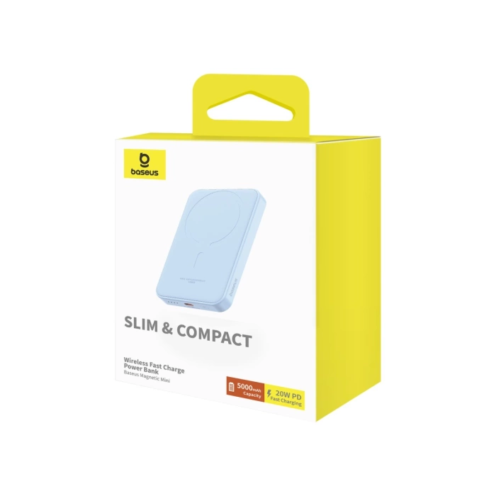 Baseus Mini-Powerbank 5000 mAh 20 W + USB-C-Kabel (20 V/3 A) – blau