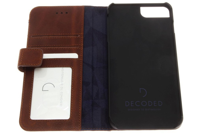 Étui décodé iPhone 8 7 6s 6 Plus avec Flip Wallet Case Marron