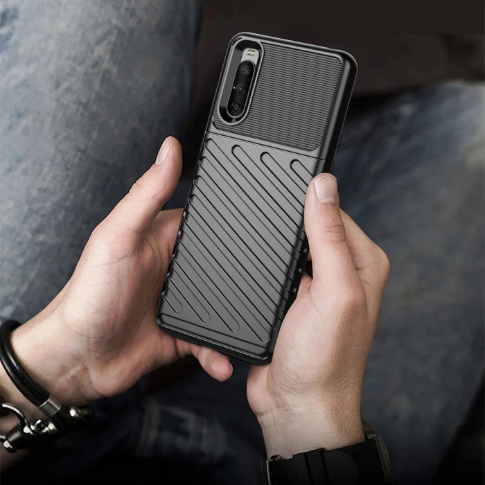 Thunder Case elastyczne pancerne etui pokrowiec Sony Xperia 10 III czarny