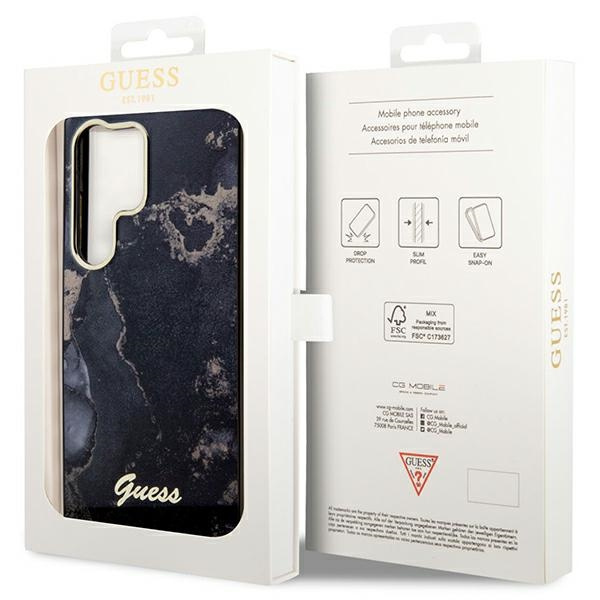 Obal Guess Guhcs23lhtmrsk S23 Ultra S918 Black/Black Hardcase Golden Marble Collection Case