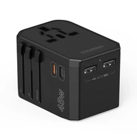 Choetech PD6045 USB-C USB-A 45W GaN Chargeur de voyage avec prises US EU UK AU - Noir