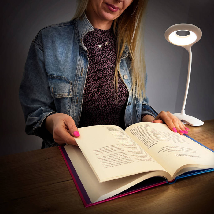 Lampada da lettura LED wireless con clip + cavo micro USB bianco