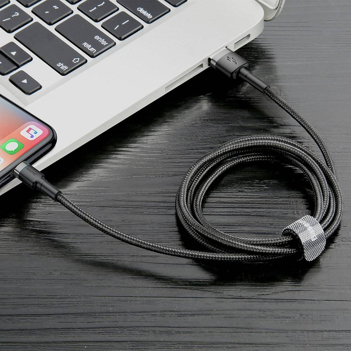 Baseus Cafule Cable Durable Nylon Braided Wire USB / Lightning QC3.0 2A 3M black-gray (CALKLF-RG1)