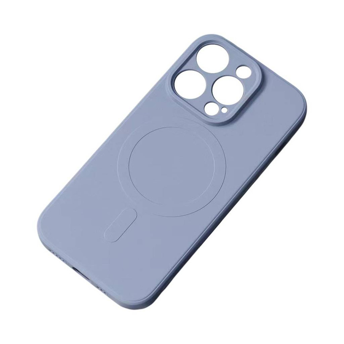Custodia in silicone compatibile MagSafe per iPhone 15 Plus Custodia in silicone - grigia