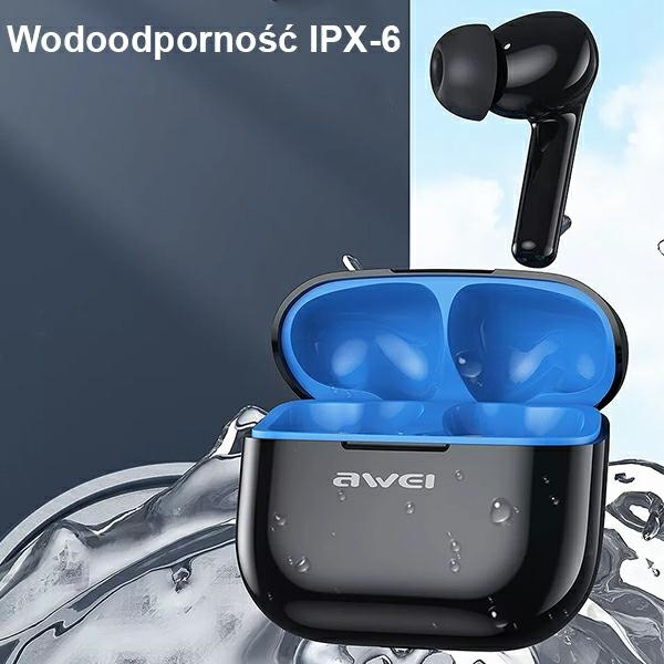 AWEI headphones Bluetooth 5.3 T1 Pro + docking station black/black