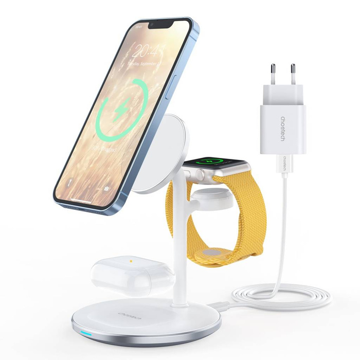 Station de charge inductive 3-en-1 Choetech T585-F iPhone 12/13, AirPods Pro, Apple Watch blanc