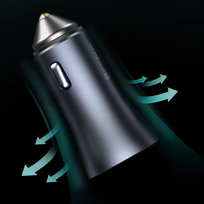 Baseus Golden Contactor Pro fast car charger USB Type C / USB 40 W Power Delivery 3.0 Quick Charge 4+ SCP FCP AFC + USB Type C cable - Lightning gray (TZCCJD-B0G)