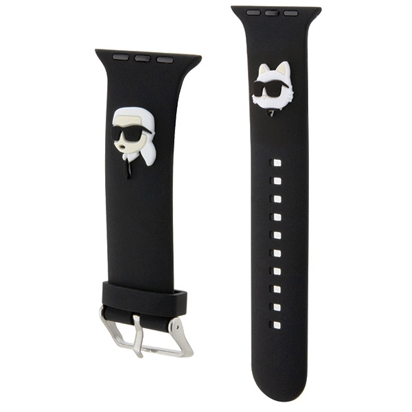 Karl Lagerfeld Pasek KLAWMSLKCNK Apple Watch 38/40/41mm czarny/black strap 3D Rubber Karl&Choupette Heads 