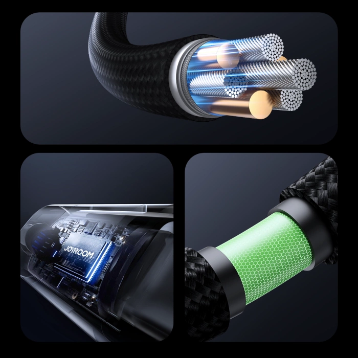 Joyroom S-A16 Pro Prism Series 66W USB-A - USB-C Cable with Display 1.2m - Black