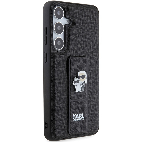 Etui Karl Lagerfeld KLHCS24SGSAKCPK Samsung Galaxy S24 S921 czarny/black hardcase Gripstand Saffiano Karl&Choupette Pins Case