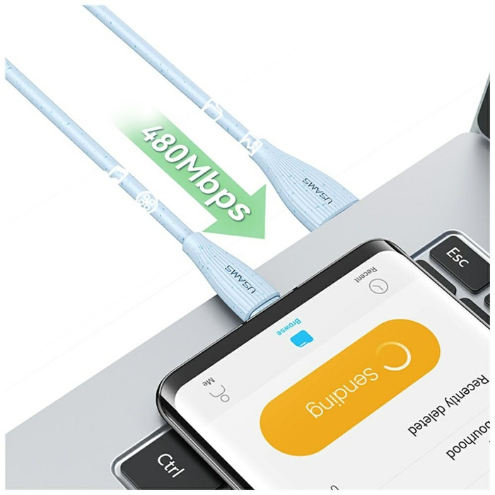 Kabel USAMS Green Series SJ714 18W 3A    USB-A do USB-C 1m biały