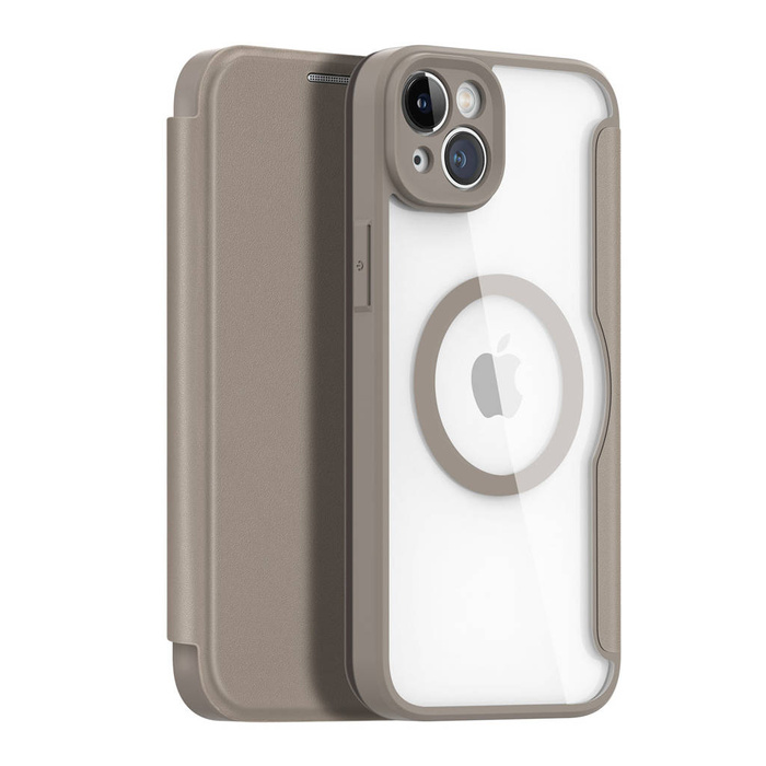 Dux Ducis Skin X Pro iPhone 14 Plus MagSafe funda con tapa magnética beige