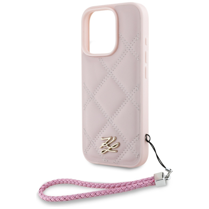 Etui Karl Lagerfeld Quilted Initial Logo & Chain Strap do iPhone 16 Pro różowy