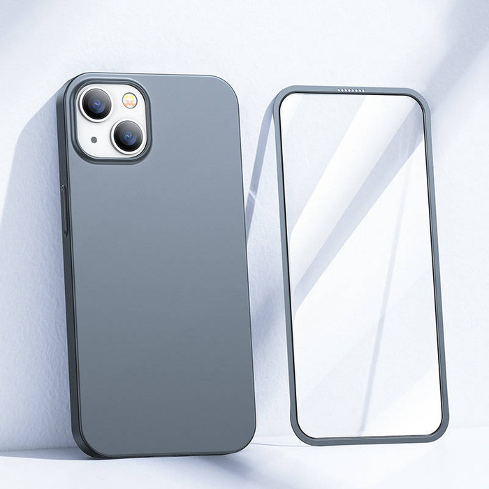 Joyroom 360 Full Case coque housse pour iPhone 13 boîtier arrière et avant + verre trempé gris (JR-BP927 terni)