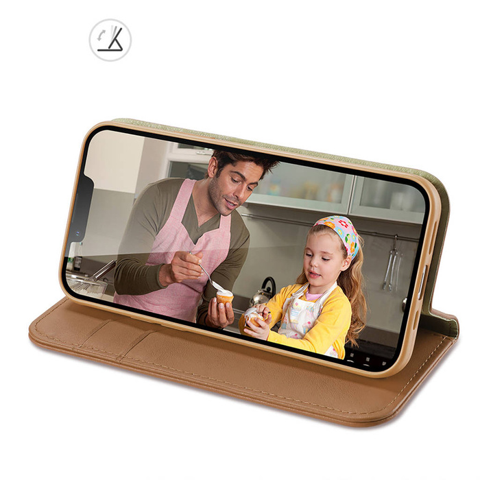 Dux Ducis Hivo Flip Cover in Pelle Portafoglio in Vera Pelle per Carte e Documenti iPhone 14 Plus Marrone