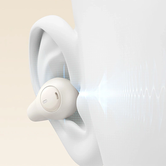 Słuchawki Baseus Bass 15 Clip OWS bezprzewodowe z kablem Baseus Simple USB-C 3A 30cm - białe