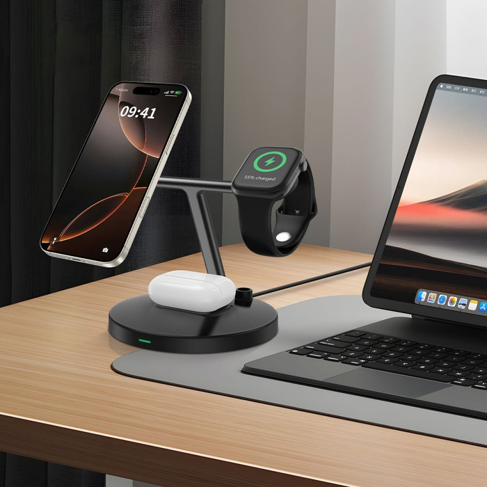 TECH-PROTECT QI15W-A35 3IN1 MAGNETIC MAGSAFE WIRELESS CHARGER BLACK