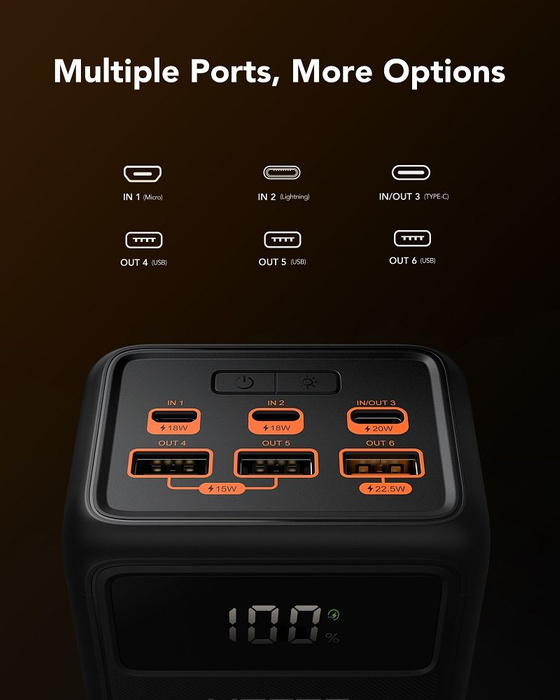 Powerbank Veger Tank Lite (W5001) PD QC3.0 5A 22,5W 50000 mAh czarny