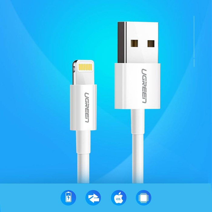 Ugreen USB - Lightning MFI cable 1m 2,4A white (20728)