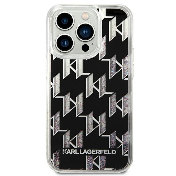 Case KARL LAGERFELD Apple iPhone 14 Pro Max Liquid Glitter Monogram Black Hardcase