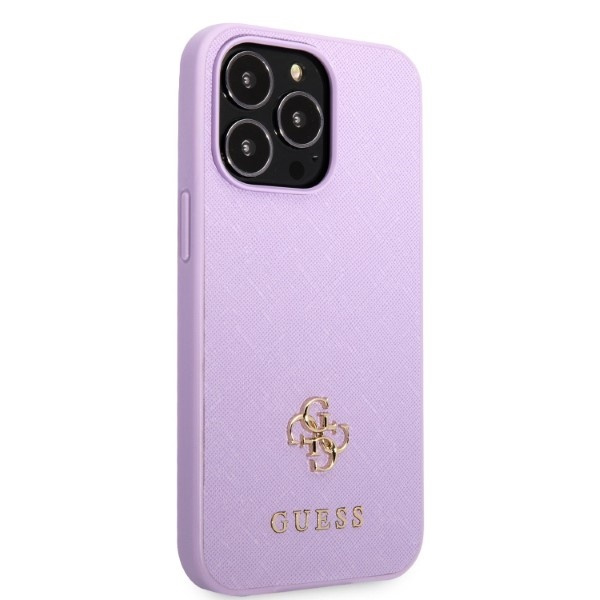 Funda Guess Guhcp13xps4mu iPhone 13 Pro Max 6.7" Púrpura/morado Durocase Saffiano 4g Logo Pequeño Metal Case