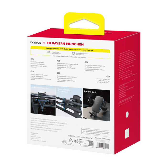 Uchwyt Samochodowy Baseus Metal Age 3 (black) Edycja Bayern
