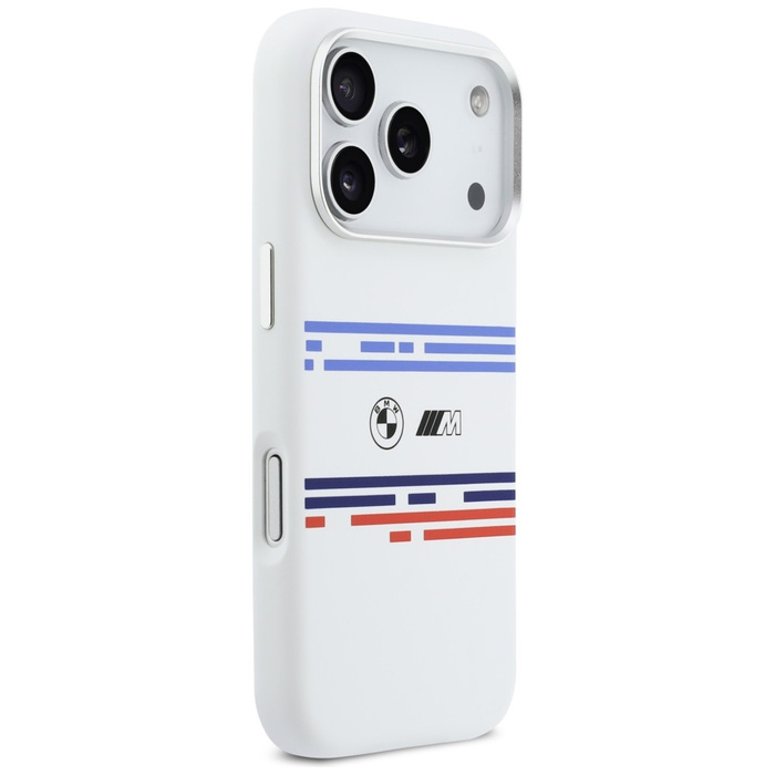 Etui BMW M Silicon Horizontal Line       MagSafe do iPhone 17 Pro biały