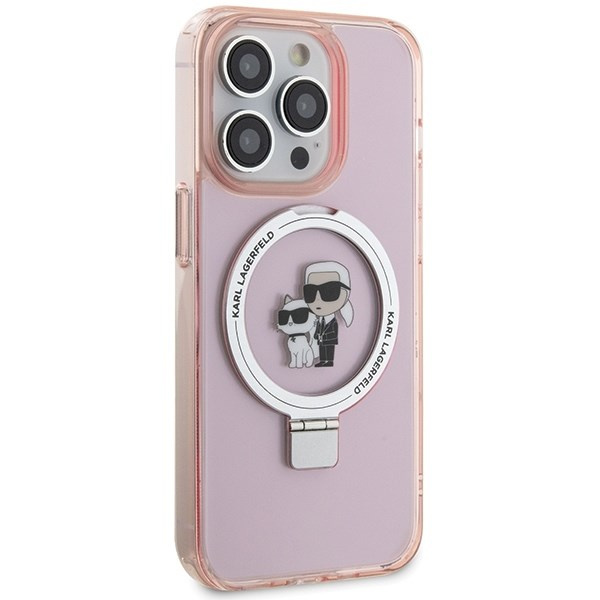 Case Karl Lagerfeld KLHMP15XHMRSKCP iPhone 15 Pro Max 6.7" pink/pink hardcase Ring Stand Karl&amp;Choupettte MagSafe Case