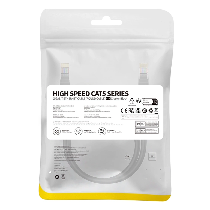 Baseus Ethernet CAT5, 0,5m network cable (black)