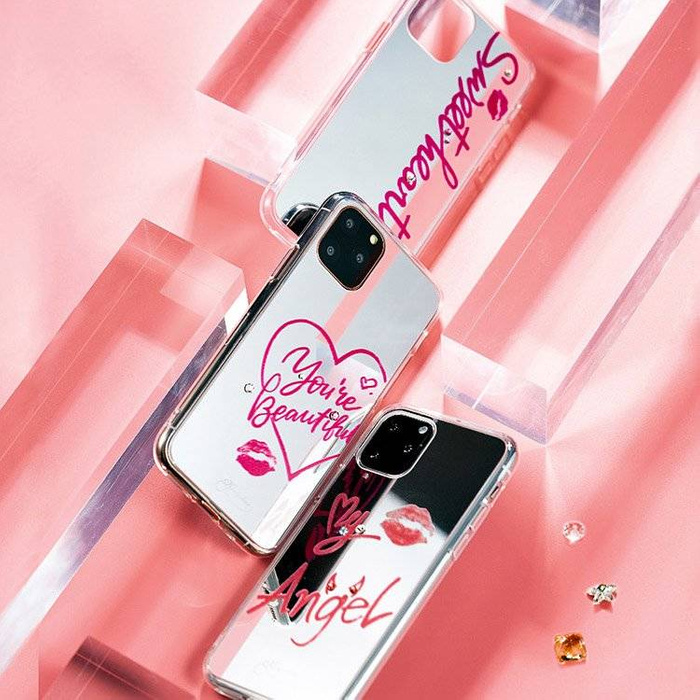 Custodia a specchio Kingxbar Angel decorata con cristalli originali Swarovski iPhone 11 Pro Max a specchio trasparente
