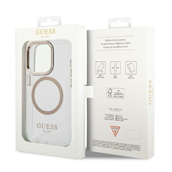 Hülle Guess GUHMP14XHTRMD iPhone 14 Pro Max 6.7" gold/gold hart case Metal Outline MagSafe