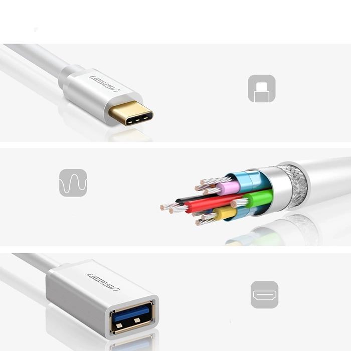 Adaptador USB-C 3.0 OTG UGREEN blanco