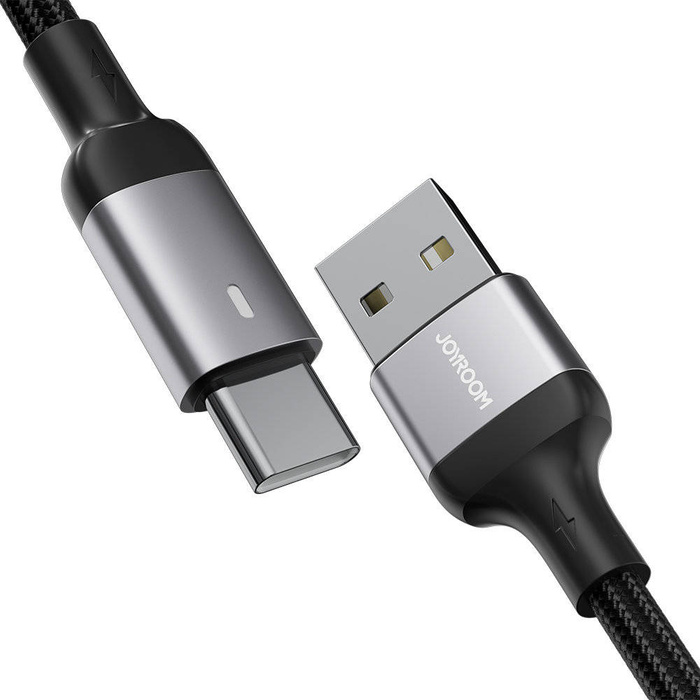 Joyroom USB-Kabel - USB C 3A für schnelles Aufladen und Datenübertragung A10-Serie 1,2 m schwarz (S-UC027A10)