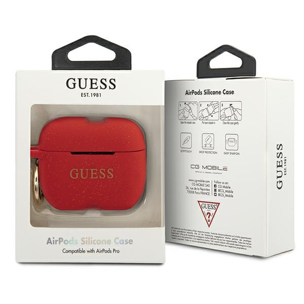 Case GUESS Apple AirPods Pro Silicone Glitter Red Case