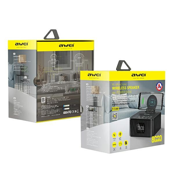 Altoparlante Bluetooth AWEI Y332 + ricarica induzione nero/nero