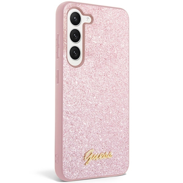 Hülle Guess GUHCS23SHGGSHP S23 S911 rosa/rosa hart case Glitter Script Case