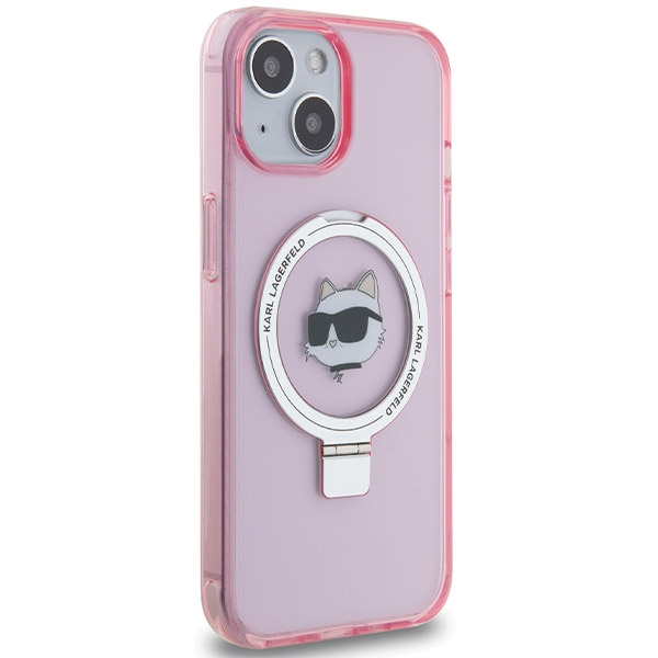 Coque Karl Lagerfeld KLHMP15SHMRSCHP iPhone 15 6.1" pink/pink hardcase Ring Stand Choupette Head MagSafe Case