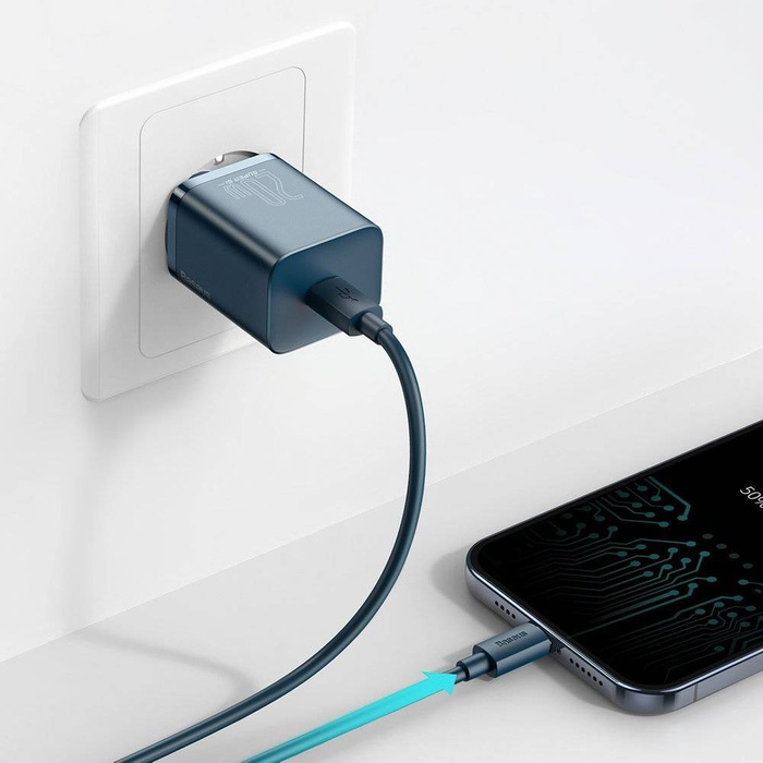 Chargeur mural rapide Baseus Super Si 1C USB Type C 20 W Power Delivery bleu (CCSUP-B03)