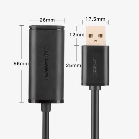 Ugreen aktivní kabel USB 2.0 prodlužovací kabel 480 Mb/s 10 m černý (US121 10321)