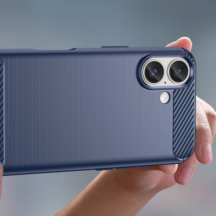 Carbon Case for iPhone 16 Silicone Case - Blue