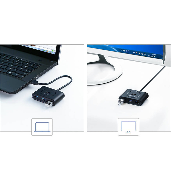 Ugreen multifunkční USB HUB typ c - 4 x USB 3.0 1m bílý (CR113)