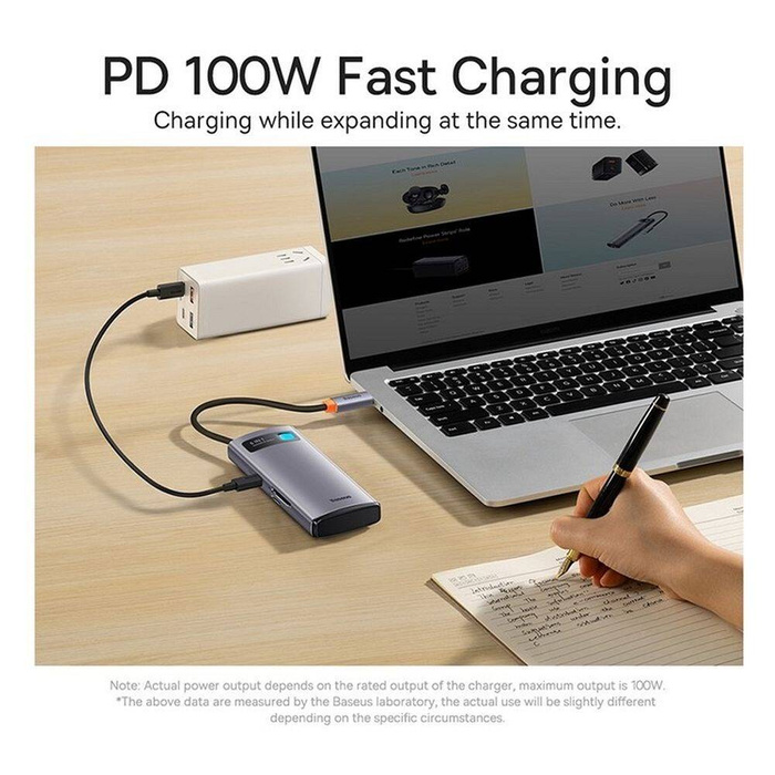 Dokovací stanice Baseus Metal Gleam Series 6 v 1 HUB USB typu C – 3 x USB 3.2 Gen.1 / 1 x napájení / 1 x čtečka karet SD / 1 x čtečka karet TF šedá (WKWG030213)